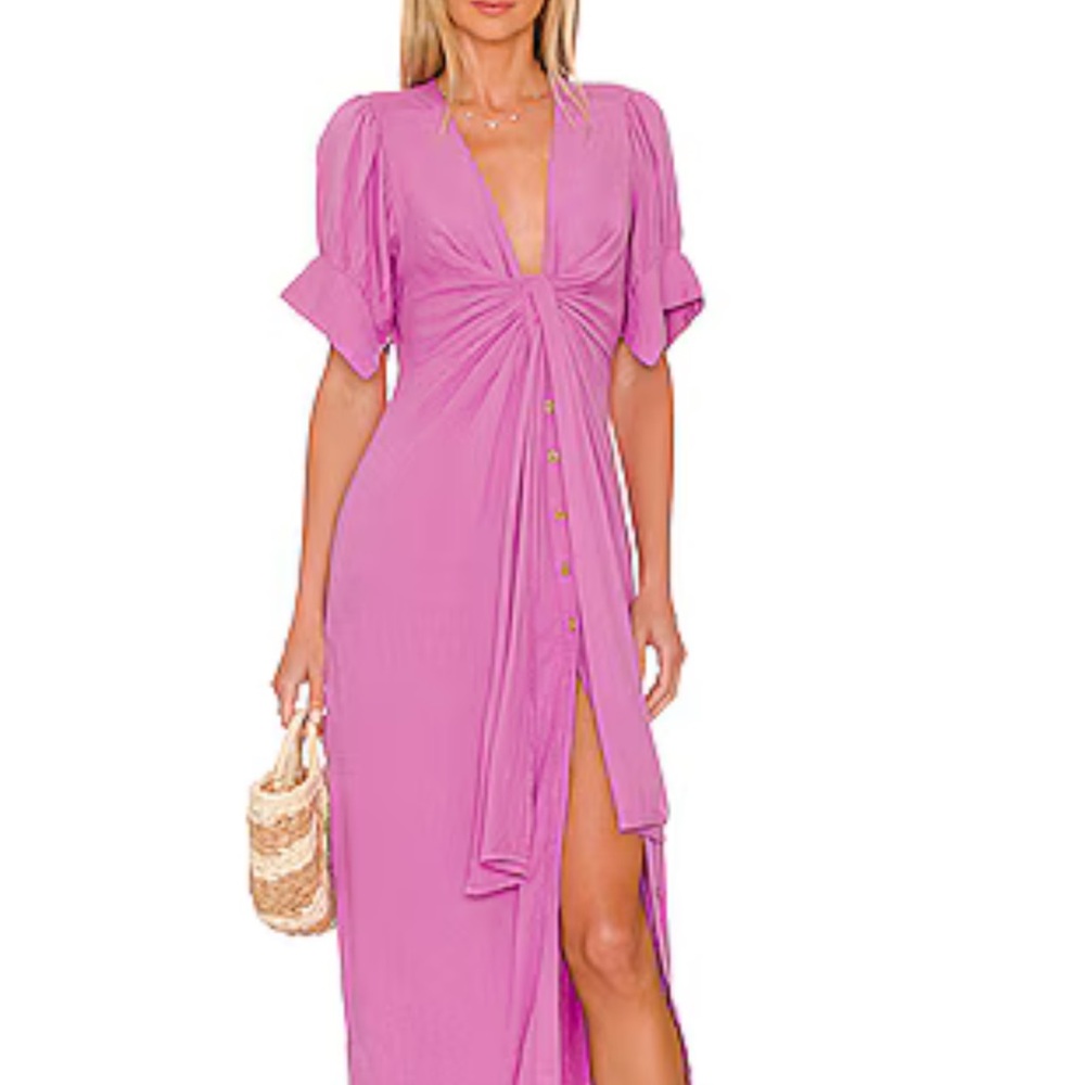 Free People Vintage Summer Midi Dress in Orchid Rain Linen Maxi Dress